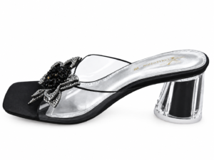 Black Embellished Transparent Heel