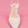 Imported White Mesh Pointed-Toe Slingback Heels – Elegant Transparent Heel