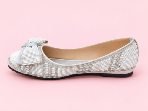 White Pearl & Rhinestone Bow Flats